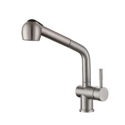 China Modern Modern Pull Out Deck Mounted 304 Stainless Steel Single Handle Water Tap Kitchen Faucet for sale