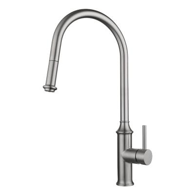 China Modern Matte Black Single Handle Kitchen Faucet Pull Down Spray 304 Stainless Steel Kitchen Sink Mixer Tap for sale