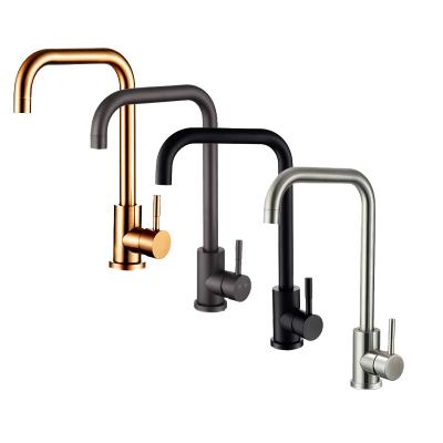 China 2021 Modern Single Hole Kitchen Taps Modern Single Handle Matt Black And Brushed Nickel Stainless Steel Kitchen Sink Faucet for sale