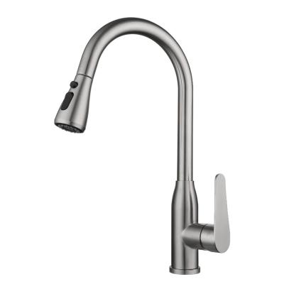 China Modern Hot Selling Single Hole Deck Mounted Pull Out Pull Out Kitchen Sink Taps Modern Pull Down Spray Stainless Steel Kitchen Faucet for sale