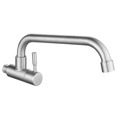 China Modern Cheap Price Single Handle Stainless Steel Cold Water Faucet Modern Brushed Wall Mounted Kitchen Faucet for sale