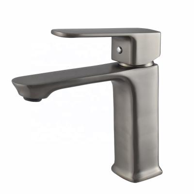 China Modern Metered Faucets Bathroom Faucet Cold And Hot Water Basin Faucet Gray Finish Brass Mixxer for sale