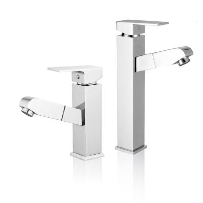 China Metered Faucets Factory Modern Single Hole Bathroom Faucets Pull Down Sprayer Basin Mixer Brass Faucet for sale