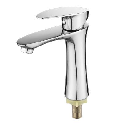 China Metered Faucets Low Price Bathroom Zinc Faucet Deck Mounted Chrome /Brushed Basin Cold Water Faucet for sale