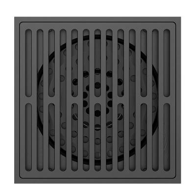 China Quick Price Home Decoration 10*10CM Square Bathroom Shower Drain Brass Floor Drain Smell-Resistant Black for sale