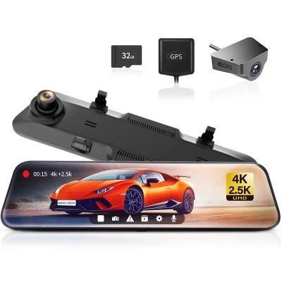 China WOLFBOX 4k Waterproof Mirror Dash Cam 2160p 12 inch Touch Screen Front and Rear Car Dash Cam and Gps Tracker for sale