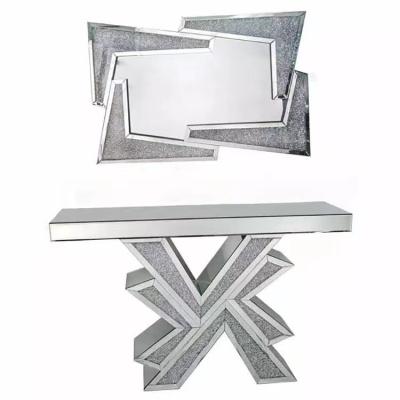 China (Table other) 2022 factory direct sales adjustable mirror glass crystal console table for sale