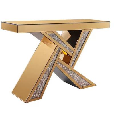 China (Other) 2022 Hot Selling Adjustable Mirror Furniture Console Table Crushed Diamond Corridor Table for sale