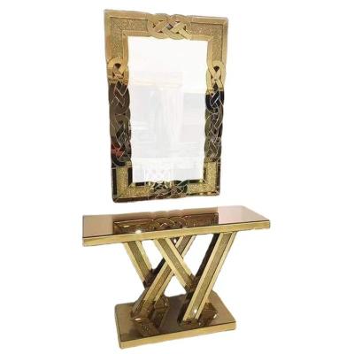 China (Other)Adjustable luxury mirrored furniture console table mirrored diamonds table hallway table for sale