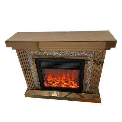 China (Other) Crystal Glass Electric Fireplace crushed mirrored modern adjustable for sale