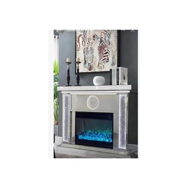 China Luxury Wholesale OEM Design Adjustable (Height) Decorating Living Room Silver Mirror Furniture Fireplace With Crash Glass for sale