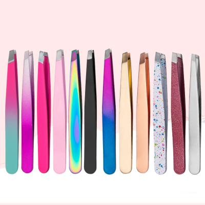 China Steel Eyebrow Tweezers Staple Clip Eyebrow Tweezers Customized Eyebrow Flat Tweezers Eyebrow Tweezers for sale