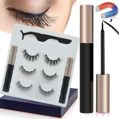 China Cruelty Free/25 Times Reusable/Comfortable Use 5 Natural Magnetic Eyelashes Magnetic Makeup Eyelashes Magnet Lashes for sale