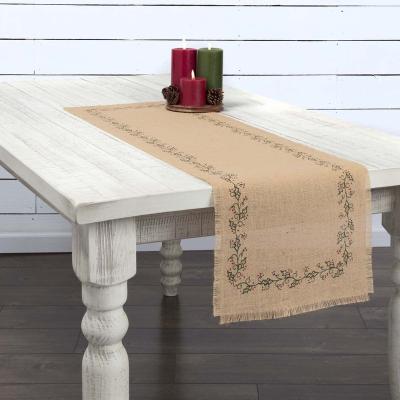 China Simple Polyester Burlap Coffee Dining Burlap Table Runner Wedding Decor Burlap Table Runner for sale