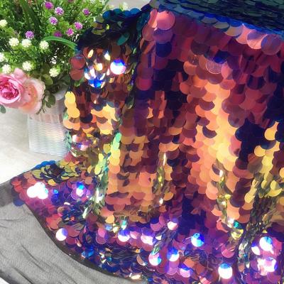 China Wrinkle Lager Fish Scale 18mm Colored Sequin Fabric Background Clothing Wedding Live Shooting Decoration for sale