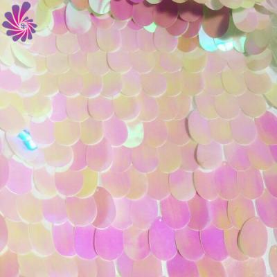 China DIY wrinkle resistant 18mm mermaid sequin fabric for dress skirt shirt and background apparel wedding live shooting decoration for sale