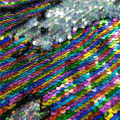 China Reversible 2 Way Wrinkle Resistant Mermaid Stretch Sequin Fabric Shiny Iridescent Sequins Fabric for sale