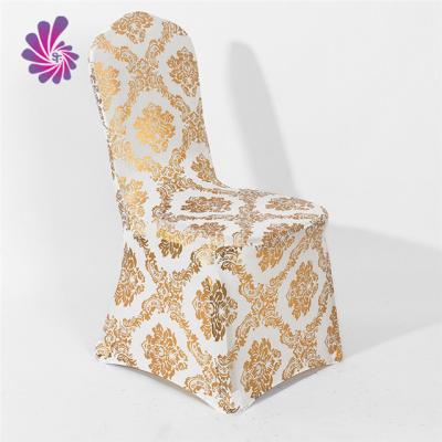 China Jacquard Bronzing Gold Print Flower Removable Washable Spandex Chair Cover Set for sale