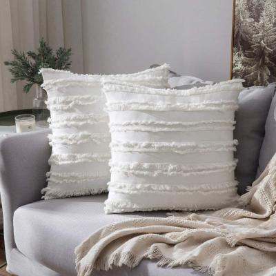 China Boho Anti-Static Decorative Tile Covers Striped Jacquard Pattern Linen Cushion Covers For Sofa Couch Living Room Bedroom for sale