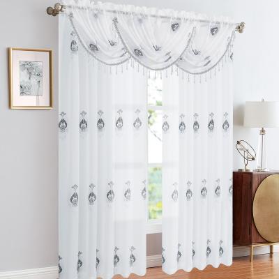 China Modern American Tulle Drapery Rod Pocket Blackout Embroidery Curtain Pure USA Living Room Design Window Curtain Cheap Ready Wholesale for sale