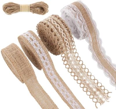 China Natural Burlap Ribbon Lace Roll Opens Ribbon For Wedding Decorations Party Decor DIY Handmade Crafts for sale