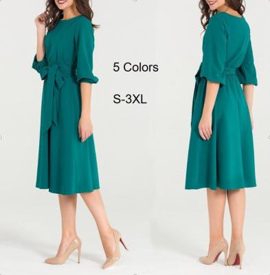 China Elegant Cheap Bandage Anti-static Fashion Spring Formal Work Office Plus Size Women's Career Casual Dresses for sale