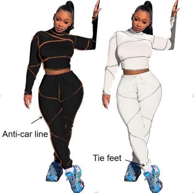 China Breathable High Quality Long Sleeve Joggers Anti-car Quilting Line Teams Women Two-Piece Set Clothing for sale