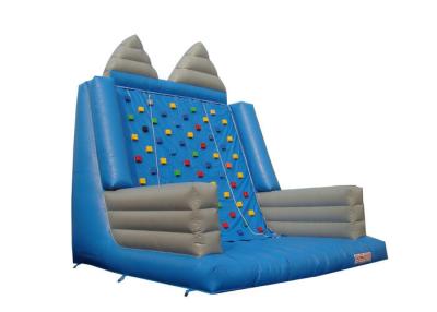 China Backyard Fun Inflatable Rock Climbing Wall Blue And Gray For Outdoor Activities for sale