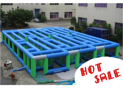 China Giant Race Maze Sport Center Inflatable Competition Equipment Green / Blue for sale