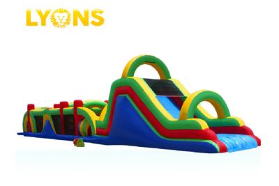 China 0.55mm PVC Tarpualin Giant Inflatable Obstacle Course With Slide CE / UL for sale