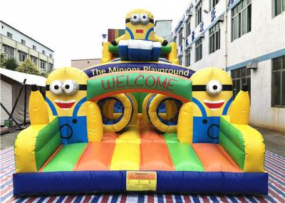 China Cute Minions Blow Up Obstacle Course Yellow Minions Playground With Giant Slide for sale