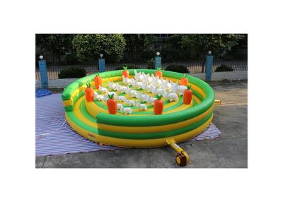 China Cute White Bunny Rabbit On The Grass Inflatable Bouncer Combo , Blow Up Amusement Park With Blower for sale