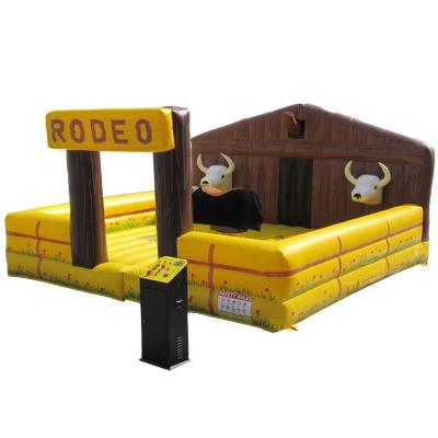 China Funny Mini indoor inflatable mechanical pulling rodeo bull PVC for children interactive sport backyard game Te koop