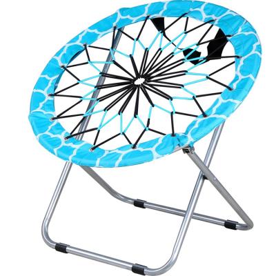 China Modern Elastic Portable Folding Rope Beach Chair Camping Chair Bungee Moon Round Chair for sale