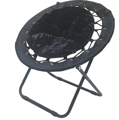 China Plush Backrest Rope Beach Chair Camping Chair Elastic Portable Folding Bungee Moon Round Chair for sale