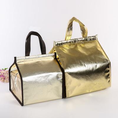 China New Design Seafood Ice Cream Pizza Cake Delivery Insulated Reusable Aluminum Foil Customized Cooler Bag for sale