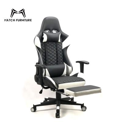 China Adjustable High Back PU (Height) Gaming Office Chair Leather Computer Gaming Chair With Footrest for sale