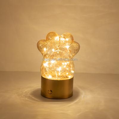 China NEW HOT Rechargable Led Table Lamp Modern Nordic Bedroom Lights Indoor Led Indoor Light Mounted Cat Paw Gold Desk Light for sale