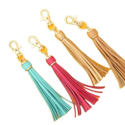 China Cheap Custom Made Professional Wholesale Durable PU Leather Tassel Style Plain Plain Fashion Dangle Key Chain for sale