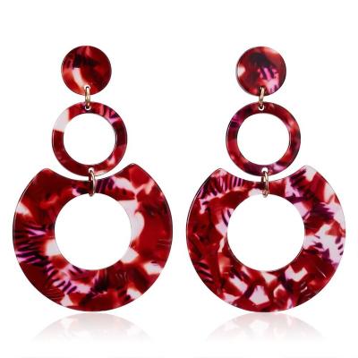 China 2022 Hot Selling Decoration Acrylic Acetate Earrings Exaggerated Multi Layer Geometric Circle Earrings Luxury Women for sale