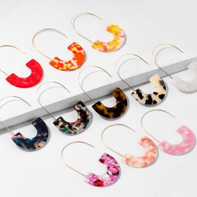 China 2022 Decoration 2022 Leopard Geometric Acetate Irregular Shape Acrylic Statement Drop Earrings For Women for sale