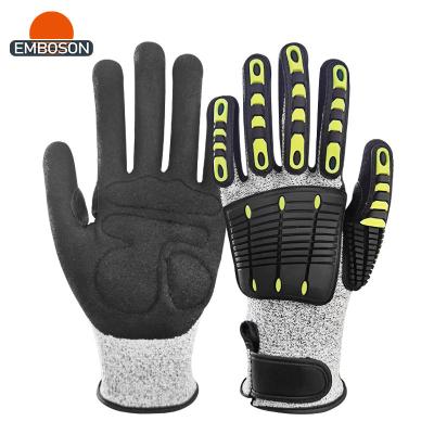 China DIY Wholesale  Anti-cut Impact Nitrile Glove Cut Resistant Knitted Glove TPR Back Fingers for sale