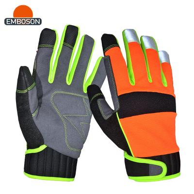 China Wholesale DIY Embossed Synthetic Neoprene Cuff Stretch Fabric Back Work Safe Glove for sale