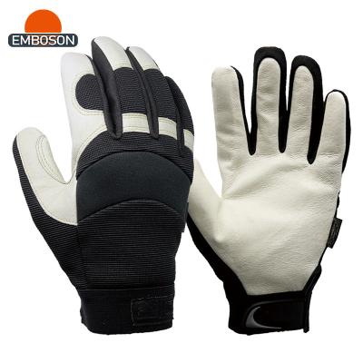 China DIY Premium Pigskin Durable Glove Stretch Fabric Back Neoprene Knuckle for sale