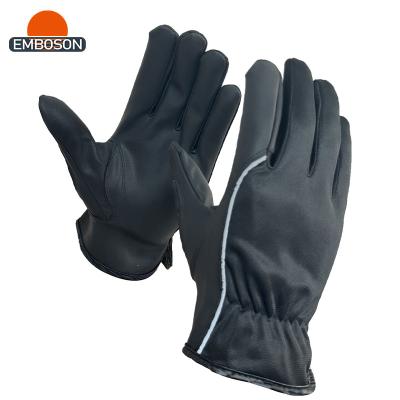 China High Quality PU Glove DIY Touch Screen Flexi Gloves Velvet Cloth Back Reflective Piping Gloves for sale