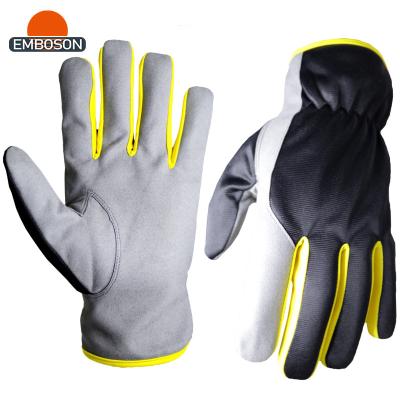 China DIY Custom Design Velvet Fabric Synthetic Back Palm Synthetic Leather Comfort Work Glove for sale