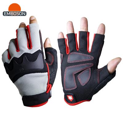 China High Quality Cloth Rubber Back Stretch Half Knuckle DIY Label Finger Vibration Glove for sale