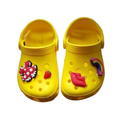 China Custom Cute Eco-friendly Cartoon Soft PVC Shoe Buckle Shoes Croc Buttons Sandals Charms For Croc for sale