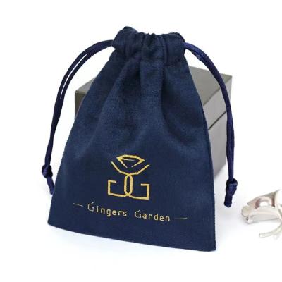 China Custom Black Envelope Gift Drawstring Jewelry Velvet Pouch Bags With Logo for sale