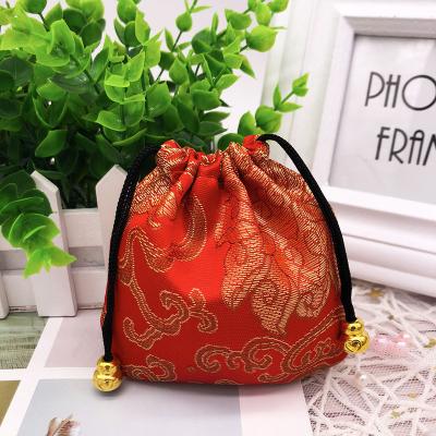 China Custom Recyclable Luxury Thick Soft Silk Cord Small Brocade Jewelry Pouch Silk Satin Jewerly Pouches Pouches Printed Jewelery Packaging for sale